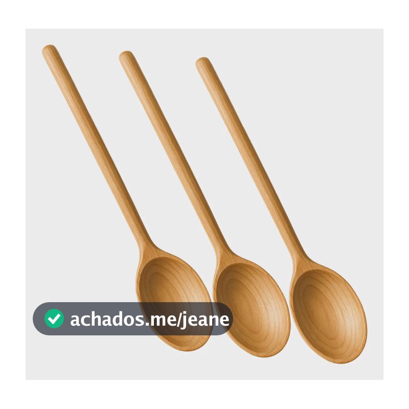 Kit 3 Colheres De Pau 38cm Concha Madeira Natural Utensílio Kit 3 Colheres De Pau 38cm