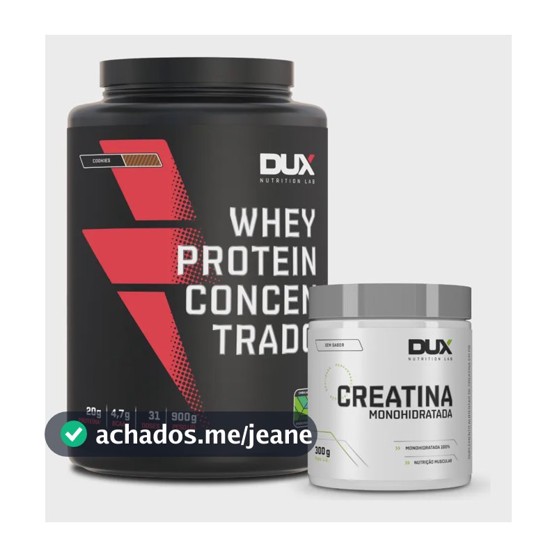 Combo Whey Concentrado 900g + Creatina 300g Dux Nutrition Sabor Cookies