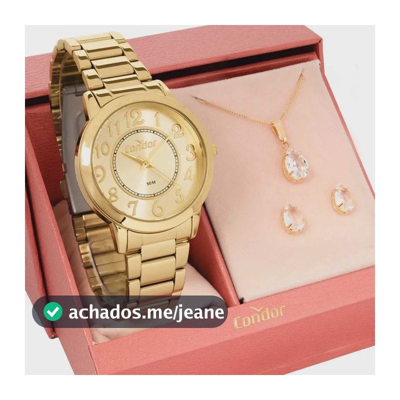 Relógio Feminino Condor Com Colar E Brincos Co2035nqu/k4x