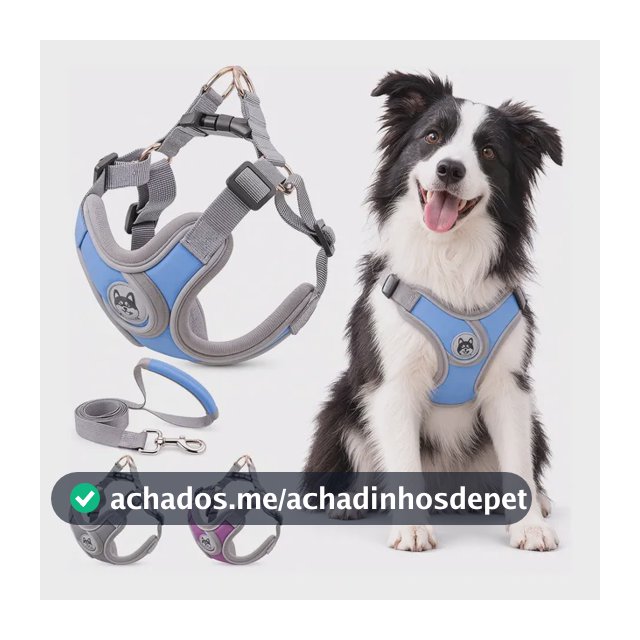 Coleira Peitoral Ajustável Com Guia Para Cachorro Reflexiva