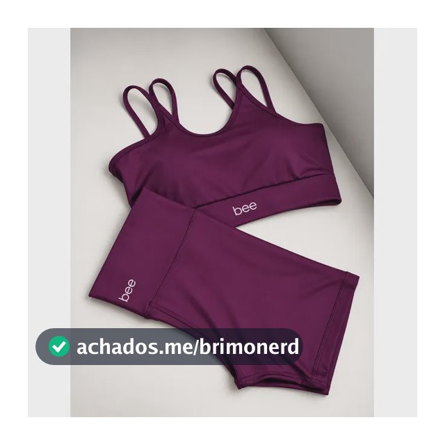 Conjunto Fitness Bee Top Cropped E Short Premium Feminino Roxo Liso M