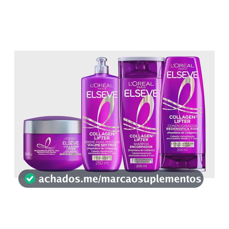 Kit Elseve Colageno Lifter Sh 200ml+co 200ml+másc+cr Pentear