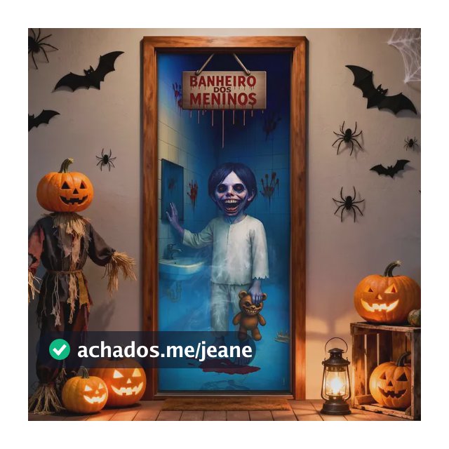 Capa de Porta Halloween Menino Terror Decoração Banheiro Masculino Capa Para Porta Painel Decorativo Em Tecido Com Elástico