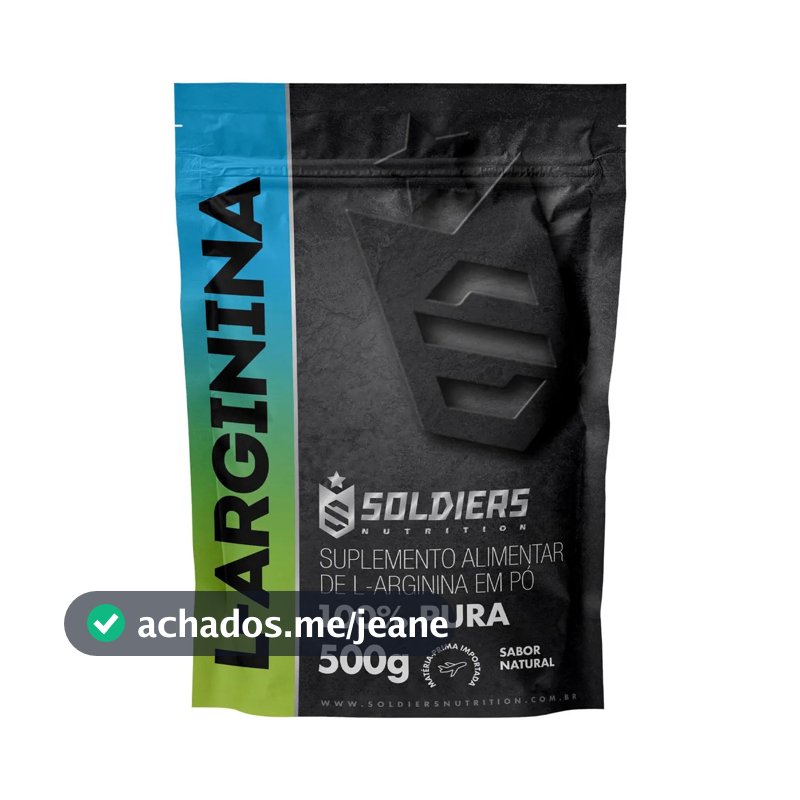 Arginina Em Pó 500g 100% Pura Soldiers Nutrition Performance e Recuperação Muscular
