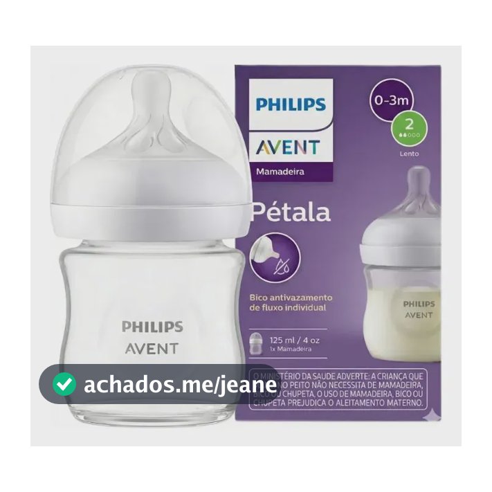 Mamadeira Pétala 125ml Avent Transparente Bico Recem Nascido