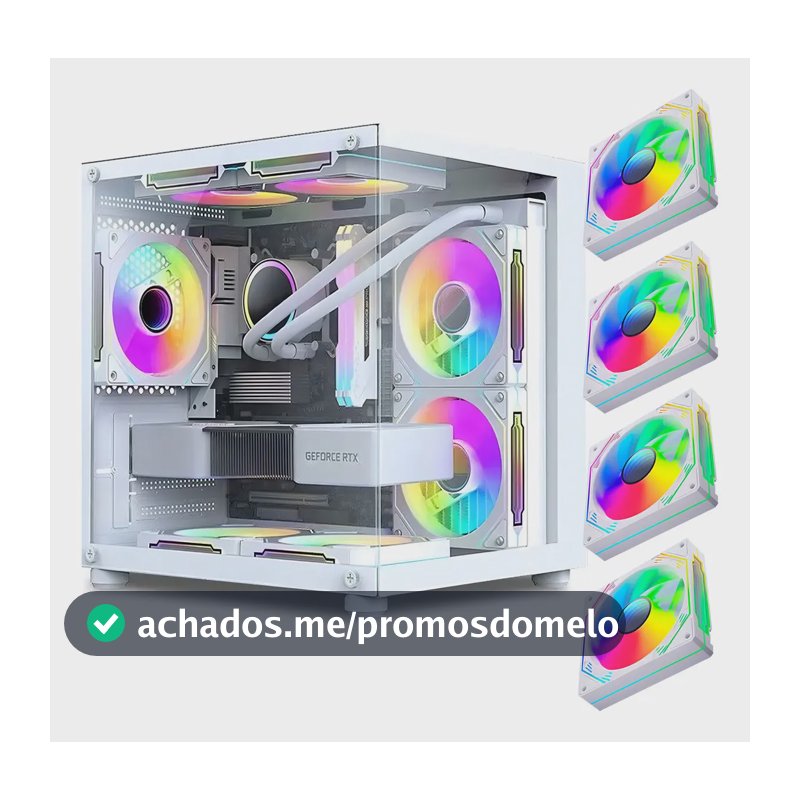 Gabinete Gamer Aquário Em Vidro Com 4 Fans Rgb Gb1797 Cor Branco