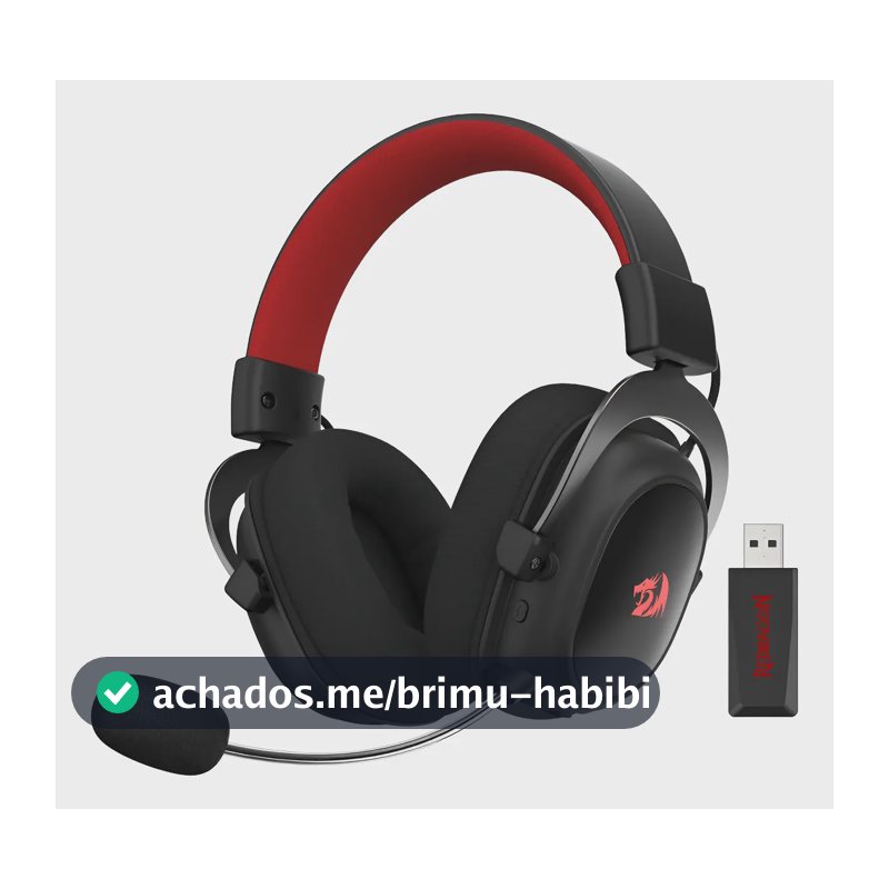 Fones de ouvido para jogos sem fio Redragon H510-PRO H510-PRO pretos com luz LED