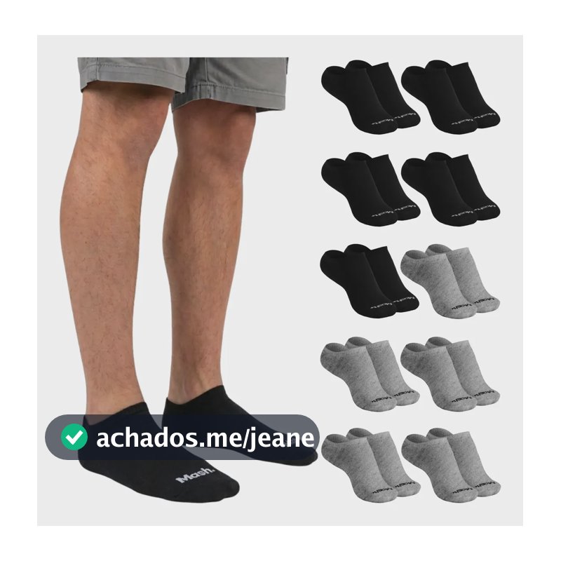 Kit 10 Pares Meia Invisível Soquete Algodão Confortável Mash 5 Cinzas - 5 Pretas Meia Invisível Meia Cano Curto Meia Masculina Meia Feminina G ( 39 A 44 ) Meia Masculina Meia Feminina Meia Algodão