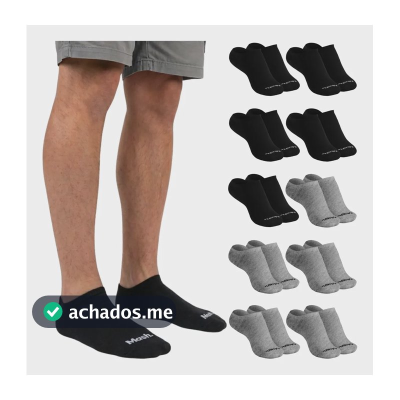 Kit 10 Pares Meia Invisível Soquete Algodão Confortável Mash 5 Cinzas - 5 Pretas Meia Invisível Meia Cano Curto Meia Masculina Meia Feminina G ( 39 A 44 ) Meia Masculina Meia Feminina Meia Algodão
