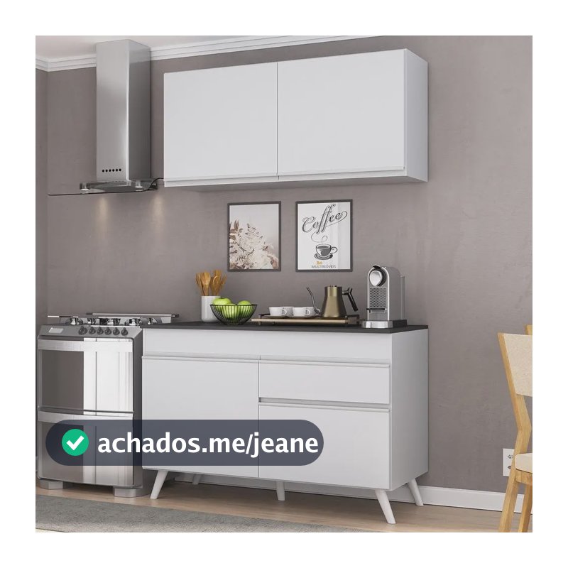 Armário De Cozinha Compacta 120cm Veneza Multimóveis V3687 Cor Branco