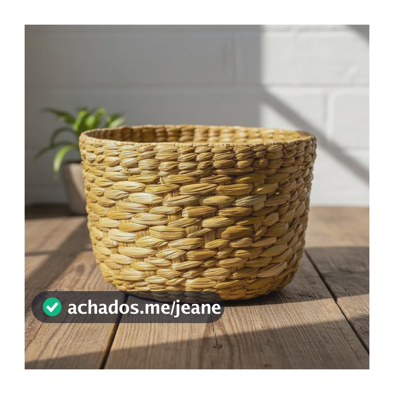 Cesto Organizador Palha Taboa Cachepot Planta P 26x15 Natural