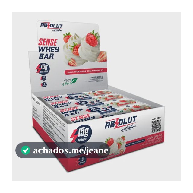 Barra de Proteína Whey Protein Absolut Morango Chantilly 15g 12 Un