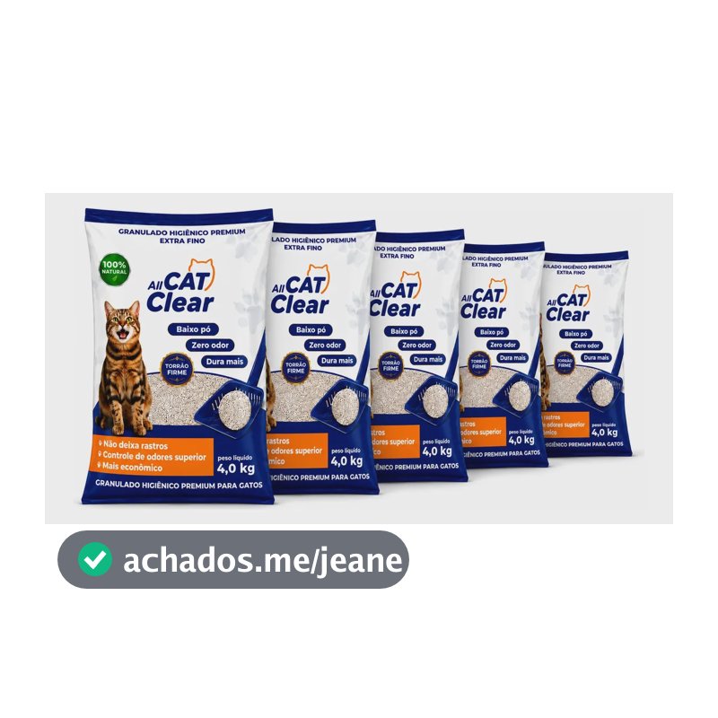 Kit 5 Areias Sanitária Gatos All Cats Clear 4kg Extra Fina