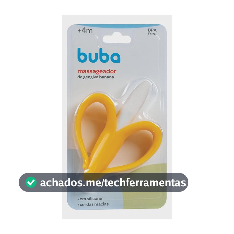 Massageador Mordedor De Gengiva Banana Bebê Buba Cor Amarelo