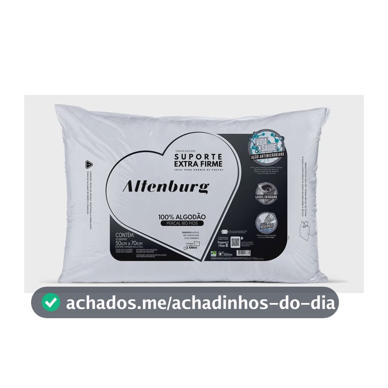 Travesseiro Altenburg Suporte Extra Firme Branco 50x70cm Alt Branco