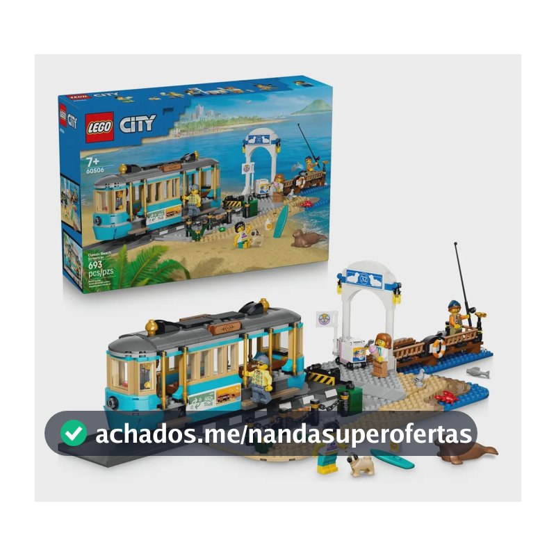 LEGO City Bonde Praiano Clássico 60506; Divertido conjunto de construção de trens; Presente para crianças e fãs de brinquedos ferroviários; 7+