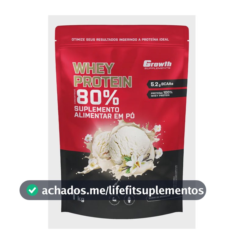 Whey Protein Growth Concentrado 1kg – Sabor Baunilha