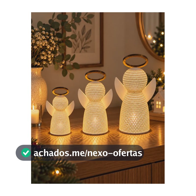 Anjo Natal Led Luminária Decorativa Mesa Presente 3 Unidades 3 Anjos