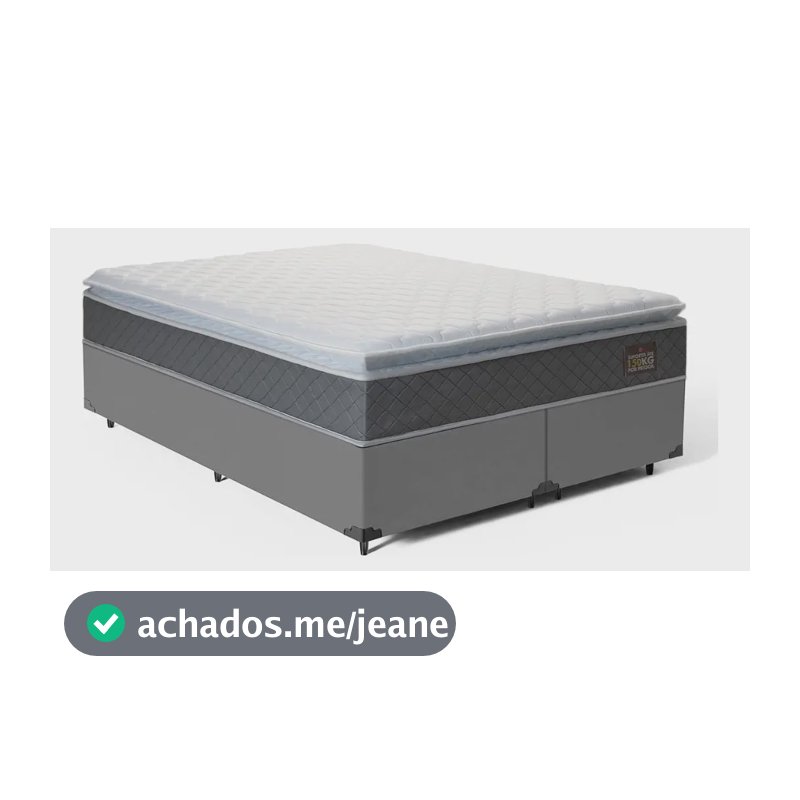 Cama Box Queen + Colchão De Espuma D45 C/ Pillow Top Cor Cinza
