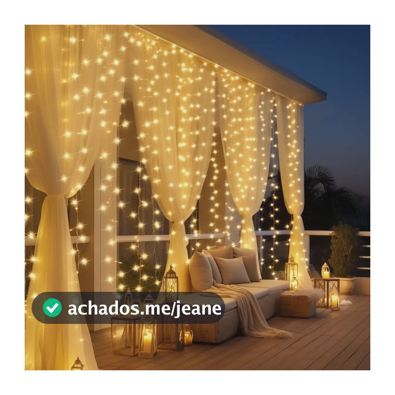 Cortina De Luz 300 Pisca Pisca Led Decoração De Natal 3x3 Dourado 127/220v