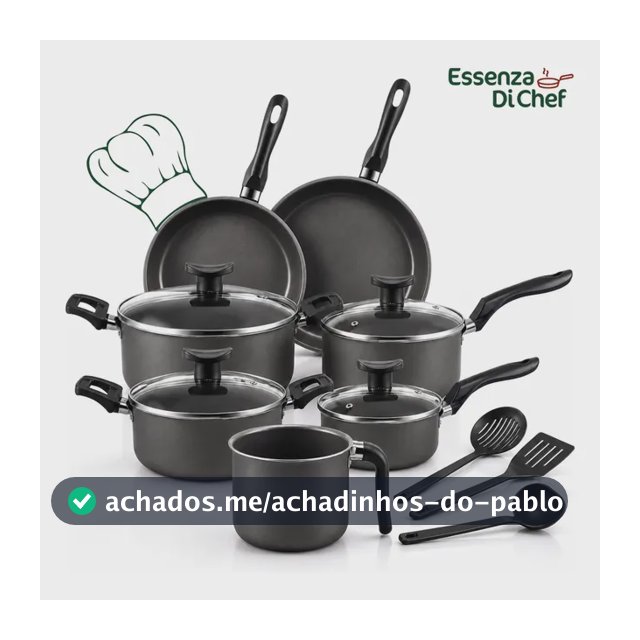 Conjunto Panelas Antiaderente 10 Peças Teflon Várias Cores Preto