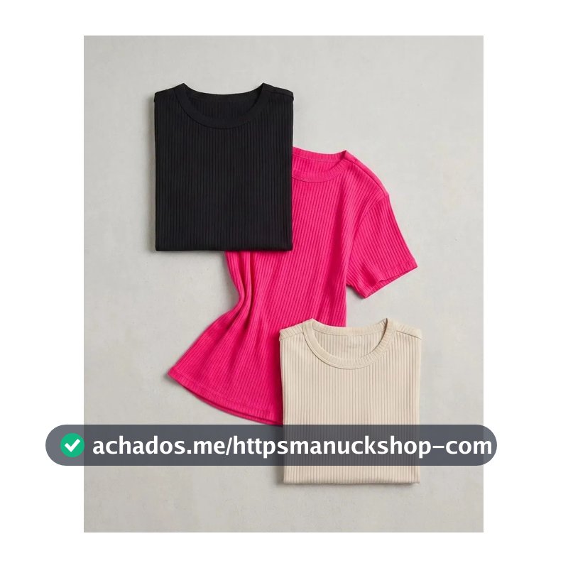 Kit 3 Camisetas Baby Tee De Ribana Feminino Balse