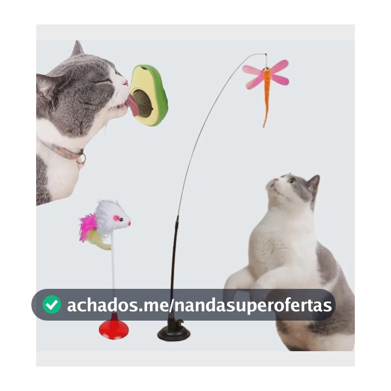 Kit 3 Brinquedo Gato Varinha Com Ventosa Fixa Chao Catnip Vara Com Bichinho