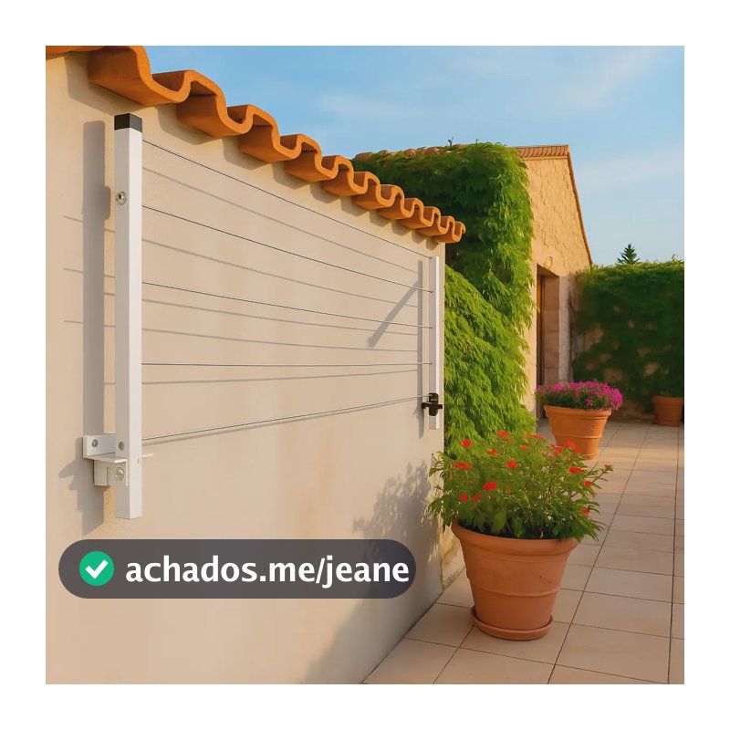 Varal Dobravel De Parede Articulado Preto Ate 80kg 2 Hastes Alumínio/branco
