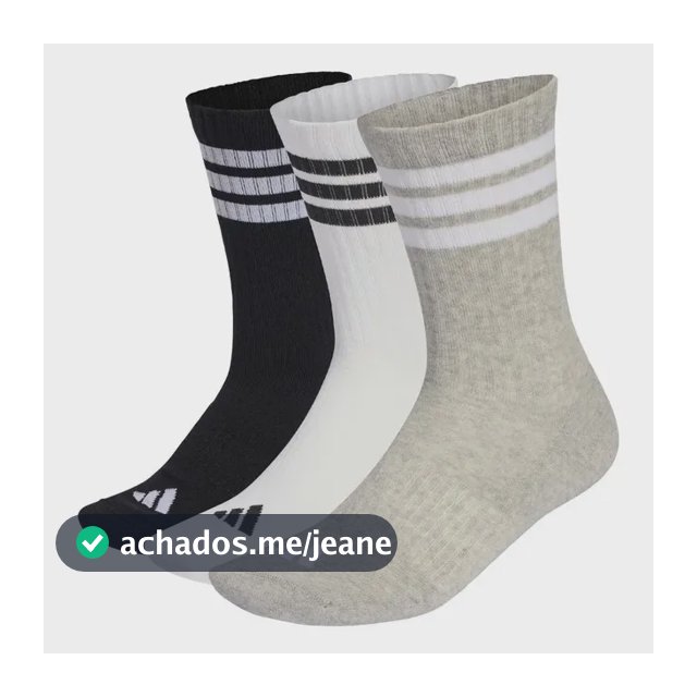 Kit 3 Meias adidas 3s Cano Alto - Original