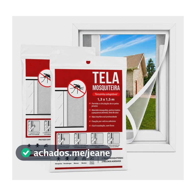 Kit 2 Tela Mosquiteira Janela Velcro Ajustável Anti Insetos