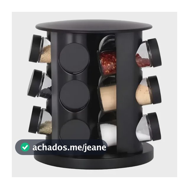 Porta Condimento Temperos Giratório 9 Potes Vidro Com Tampa Cor Preto