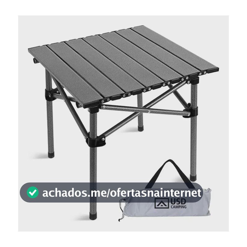 Mesa Camping Dobrável USD Portátil Alumínio Praia Acampamento Camping Churrasco Cor Preto