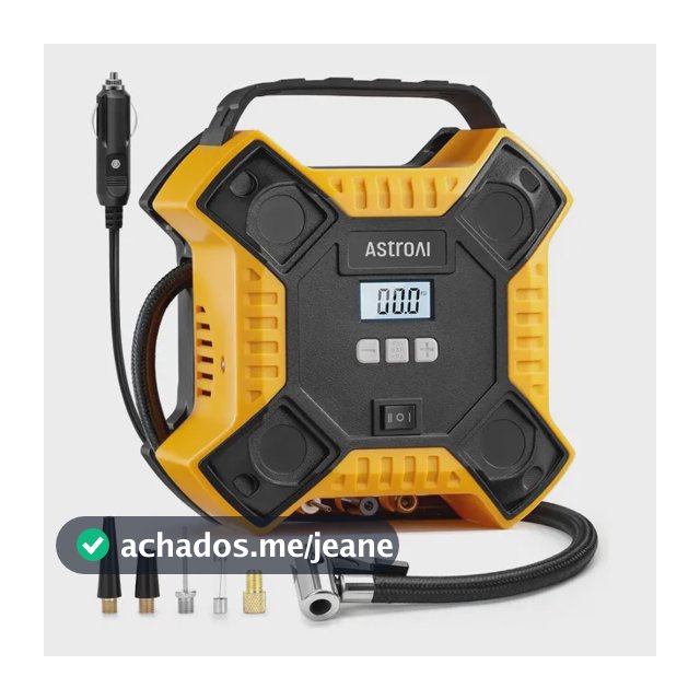 Compressor de ar portátil para pneus AstroAI 160PSI CC (sem CA),cabo de 3 m com estrutura metálica integrada,bomba de ar com luz LED para pneus de carro,bicicletas,motocicletas e outros infláveis