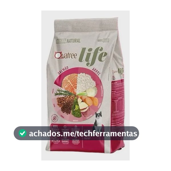 Quatree Life ração gato adultos sabor salmão e arroz 3kg
