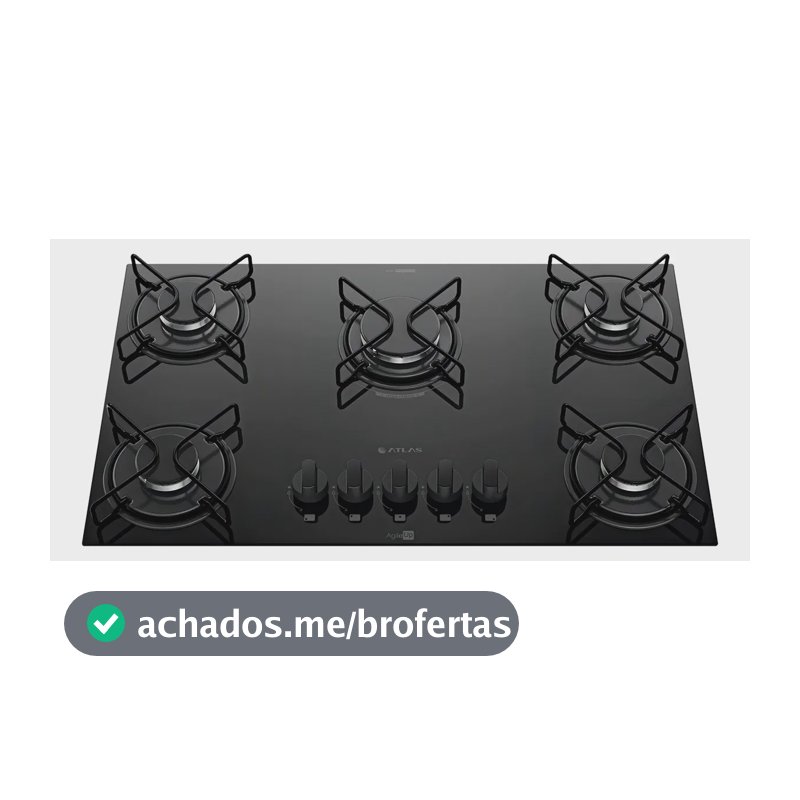 Cooktop 5 Bocas A Gás Atlas Agile Up Mega Chama Preto