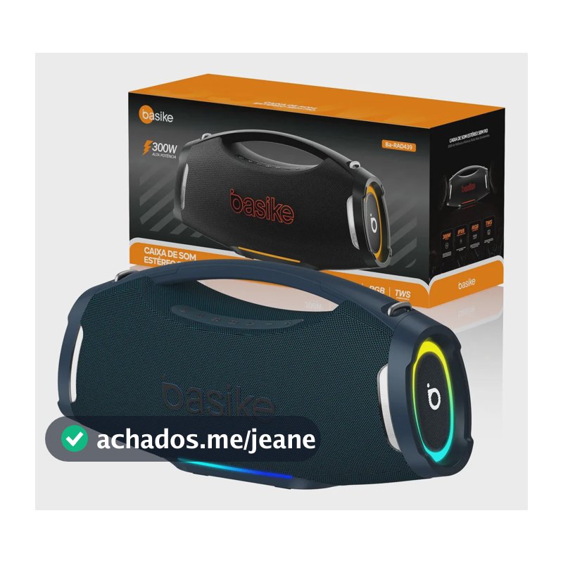 Caixa de Som Basike 300W Bluetooth, Portátil e à Prova D'água IPX6