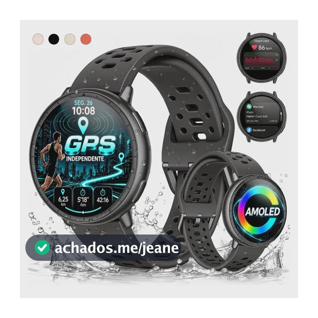 Relógio Inteligente Smartwatch NOVANTE GPS Esportivo IP68 5ATM Impermeável Masculino Feminino Chamadas Bluetooth Notificações Instantâneas 1.32Amoled 300mAh 10Dias Hibrido Pulseira Medir Pressao Preto