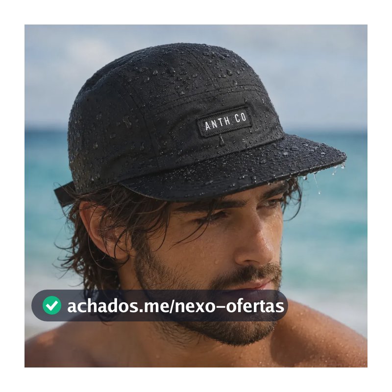 Boné Aba Reta Five Panel Evasecret Water Strapback Impermeavel Preta