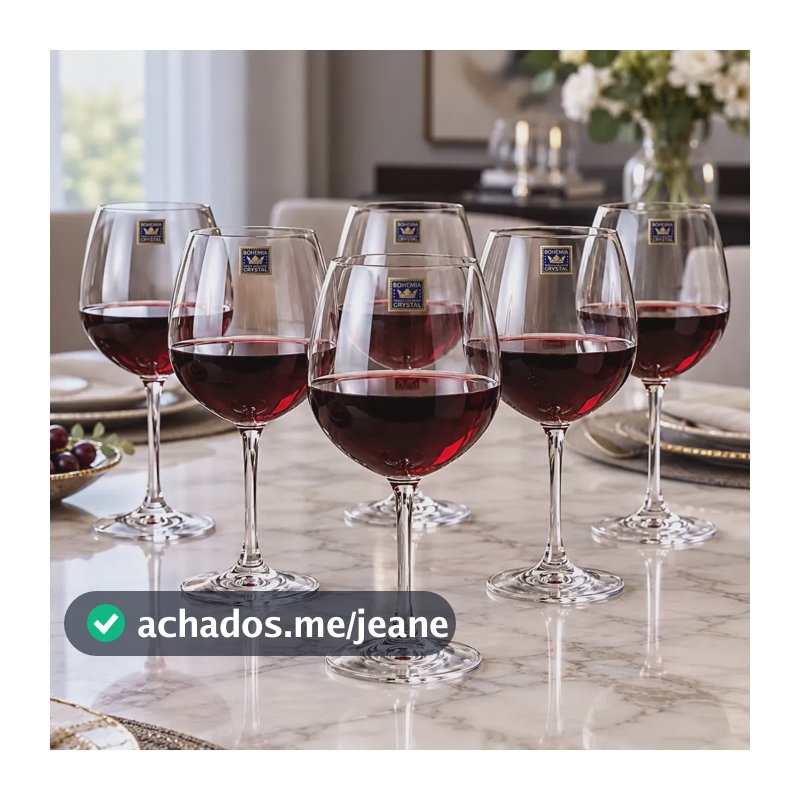 Jogo 06 Unidades De Taças Vinho Tinto 650ml Cristal Bohemia  Cristal