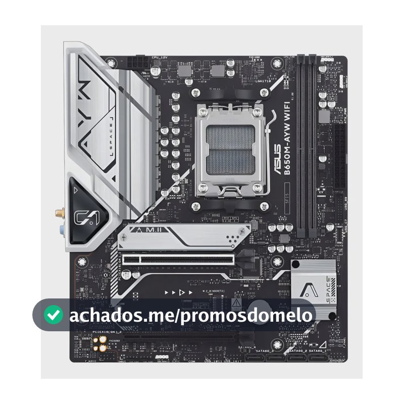 Placa Mãe Asus B650m Ayw Wi-fi B650 Amd Am5 Ddr5 Matx Preto Cinza-escuro