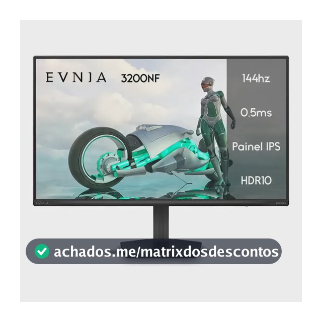 Monitor Gamer Phillips 24 Evnia Ips 144hz 0.5ms Wide Fullhd Preto 127/220v