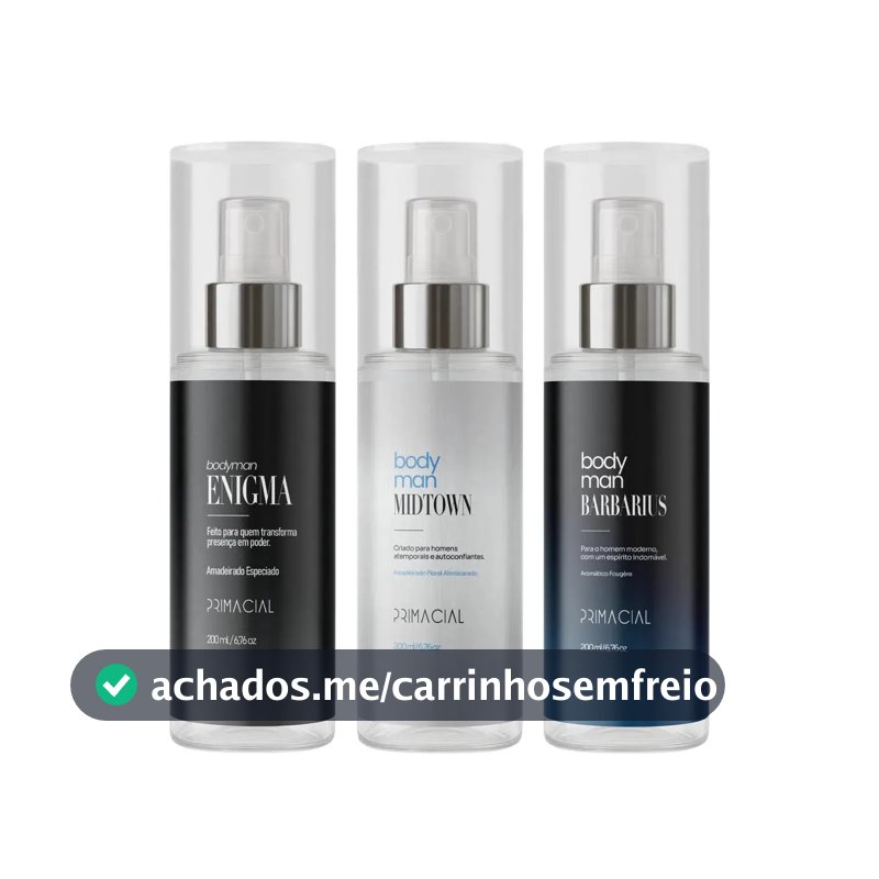 Kit Body Splash Masculino Barbarius + Enigma + Midtown 200ml