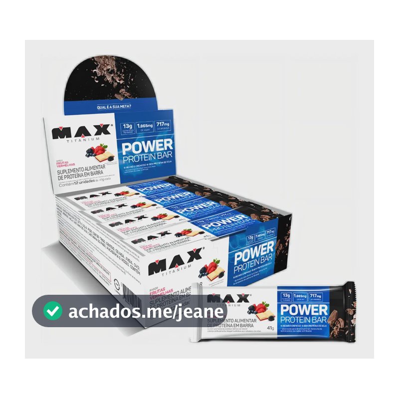 Barra de Proteína Max Titanium Power Protein Bar Frutas Vermelhas 12un 41g Max Titanium