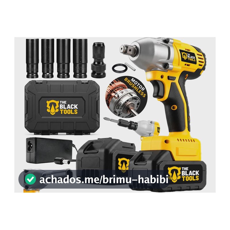 Chave De Impacto A Bateria 21V 1/2" Pol 2400 Rpm Bivolt Com Acessórios E Maleta The Black Tools