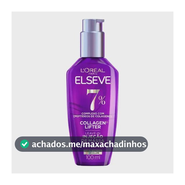 L'oréal Paris Elseve Collagen Lifter Leave-in Sérum Capilar Para Cabelos Finos Injeção de Massa com Peptídeos de Colágeno Aumenta o Volume em 61% e Encorpa os Fios por 72h 100ml