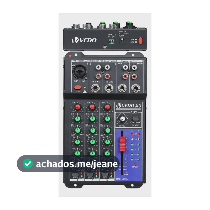 Mesa De Som Vedo A3 Para Automotivo Equalizador Mixer 48v+ Cor Preto