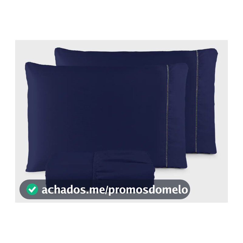 Jogo De Lençol 400 Fios Queen Azul-marinho Liso 3 Peças Com Elástico Padrão Hotel