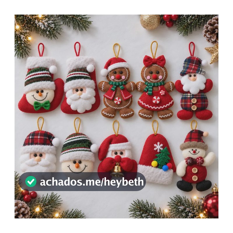 10 Pendentes Papai Noel Boneco De Neve Pelúcia Enfeite Arvore Natal Decoração Natalina Qualidade Premium Marca Popsy