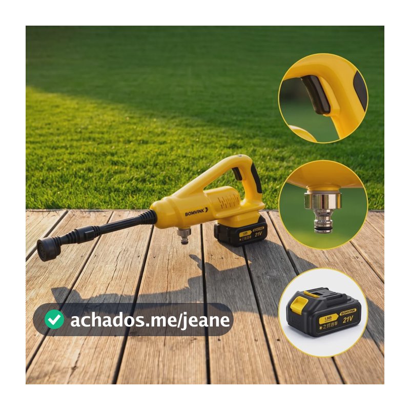 Lavadora Lava Jato 21v Lavador De Agua Potente A Bateria Amarelo E Preto 127/220v
