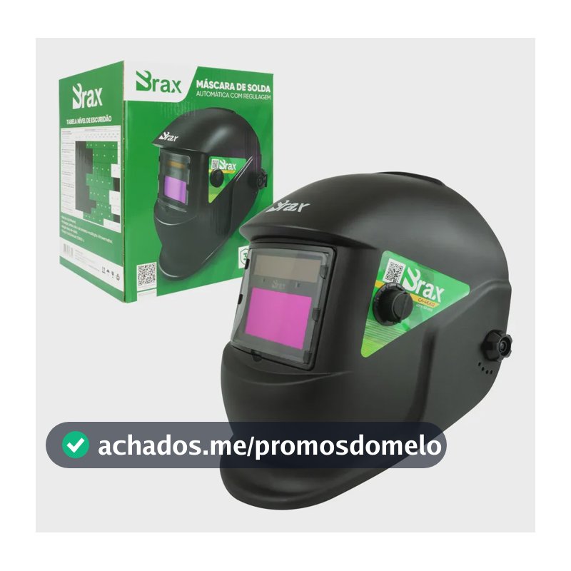 Máscara de Solda Automática Brax com Regulagem Solar TIG MIG MMA